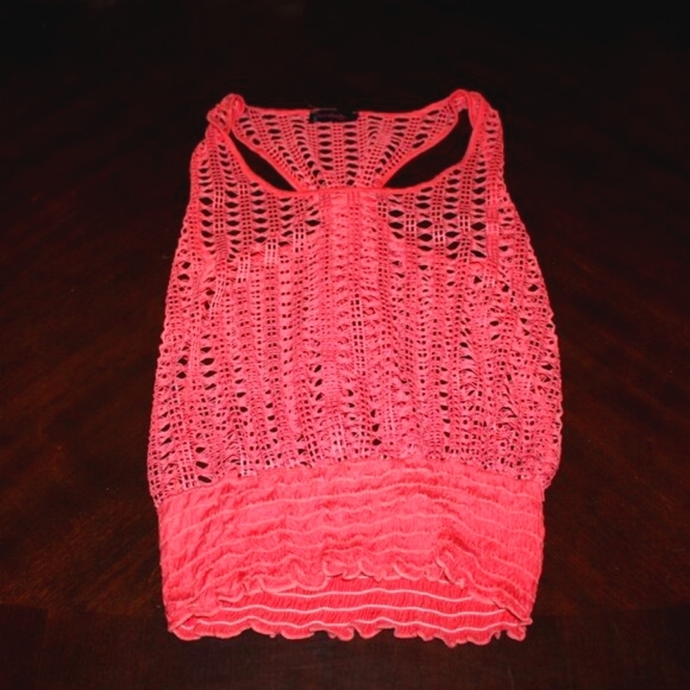 Annabelle Coral Crochet Racerback Tank Top – Size L